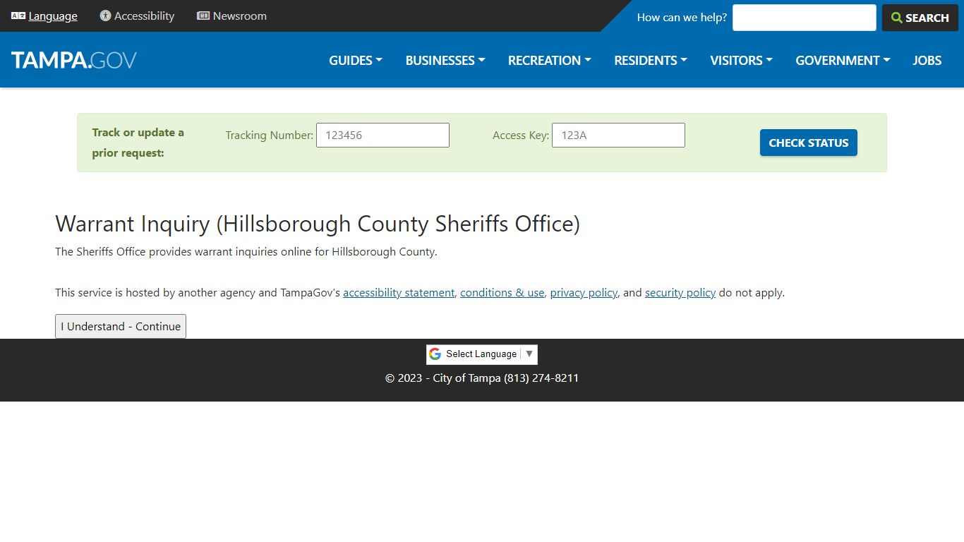 TampaGov Customer Service Referral - City of Tampa