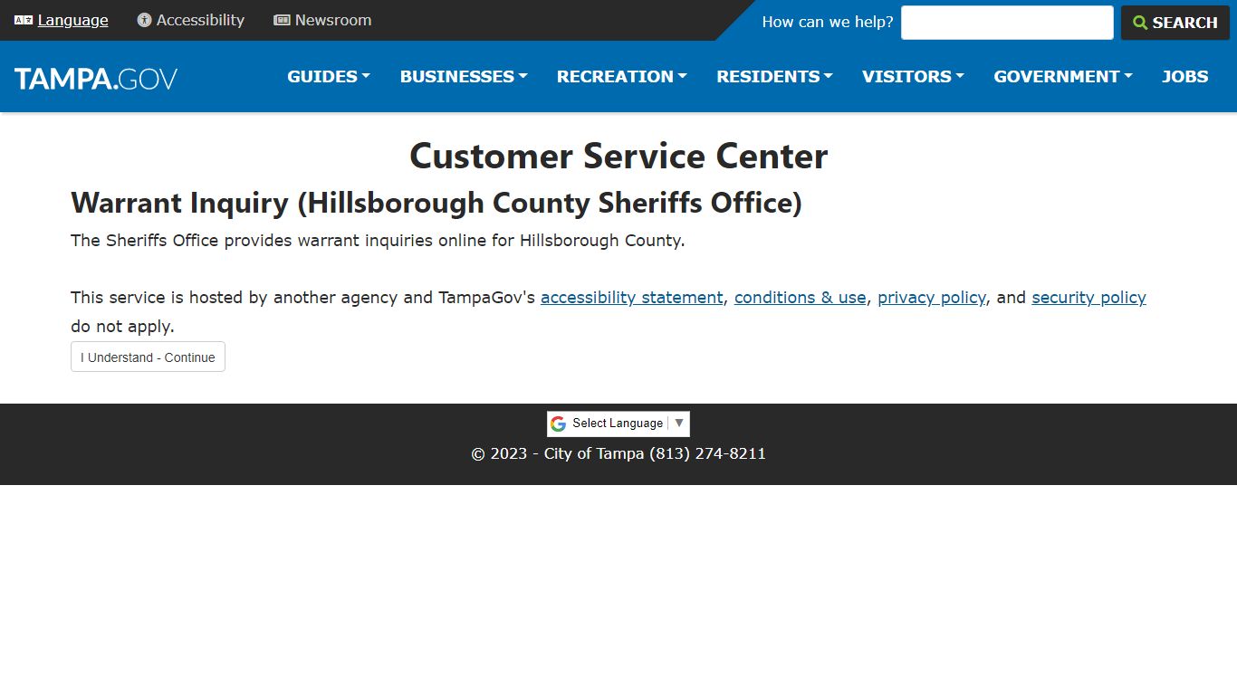 Customer Service Center - City of Tampa